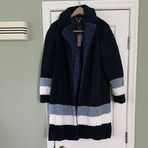 J. Crew Navy and Gray Teddy Jacket